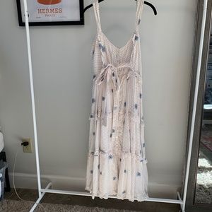Free People Floral Flowy Embroidered Ruffle Dress